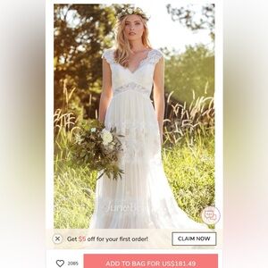 Boho Lace Wedding Dress Size 20W Ivory Beach Country Bridal Gown NEW